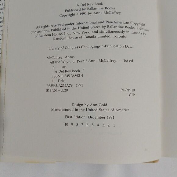 All the Weyrs of Pern: Dragonriders of Pern Anne McCaffrey 1991 HB DJ 1st ED - Picture 7 of 9